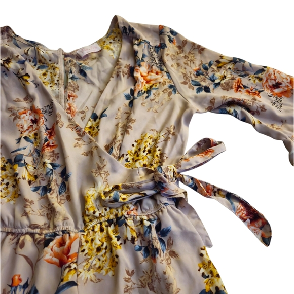 Pink Lily Spring Floral Flutter Sleeve Romper Wrap Girly V Neck Garden Women Med - Picture 4 of 11